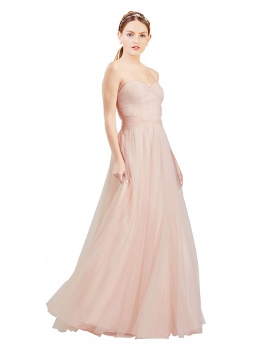 Best Floor Length Sweetheart Tulle Bridesmaid Dress with Open Back