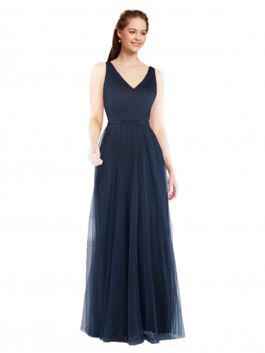 Best V-Neck Soft and Simple Tulle Bridesmaid Dress