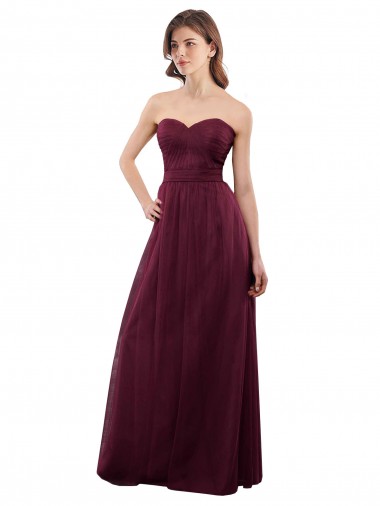 Best Strapless Tulle A-line bridesmaid dress with pleated top