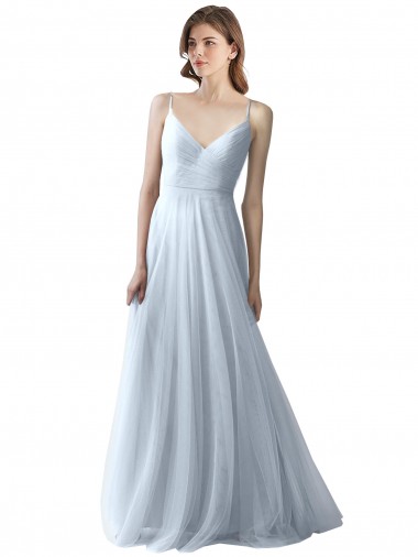 Best Wrapped Ruched Natural Waist Slim Soft Tulle Bridesmaid Dress