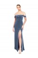 Draped Sleeves Wide Scoop Neck Off the Shoulder Velvet Bridesmaid Dress / Prom Dress