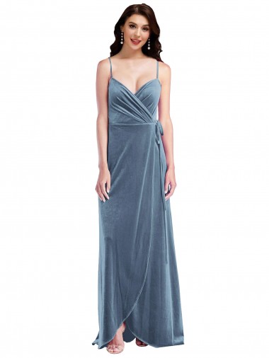Best Velvet Wrap Maxi Bridesmaid Dress / Prom Dress with Pockets