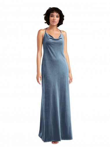 Best Cowl Neck Convertible Velvet Maxi Slip Dress
