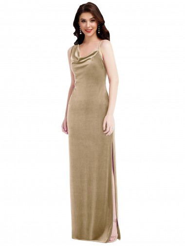 Best Asymmetrical One Shoulder Formal Velvet Maxi Slip Bridesmaid Dress / Prom Dress